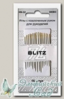 Иглы для шитья ручные с позолоченным ушком, острые BLITZ HN-32 300B3, 16 шт