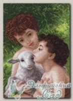 Канва с нанесенным рисунком *Дети и овечка*, Матренин Посад 1616