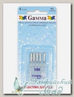 Иглы для швейных машин бытовых GAMMA NU №100 универсальные 5 шт