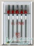 Иглы ORGAN для бытовых швейных машин EL x 705 № 80, 5 шт