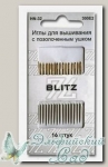 Иглы для шитья ручные с позолоченным ушком, острые BLITZ HN-32 300E2, 16 шт